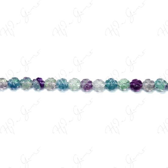 Rainbow Fluorite Clover Flower Beads