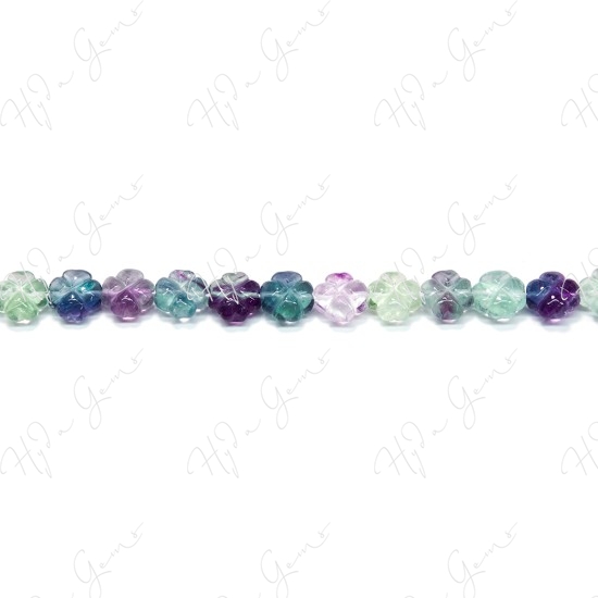 Rainbow Fluorite Clover Flower Beads