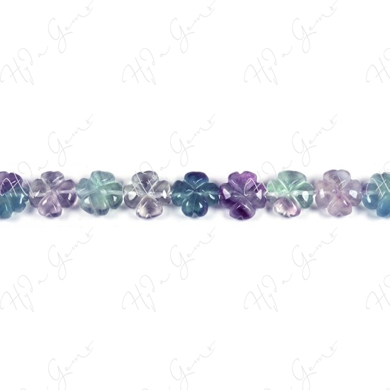 Rainbow Fluorite Clover Flower Beads