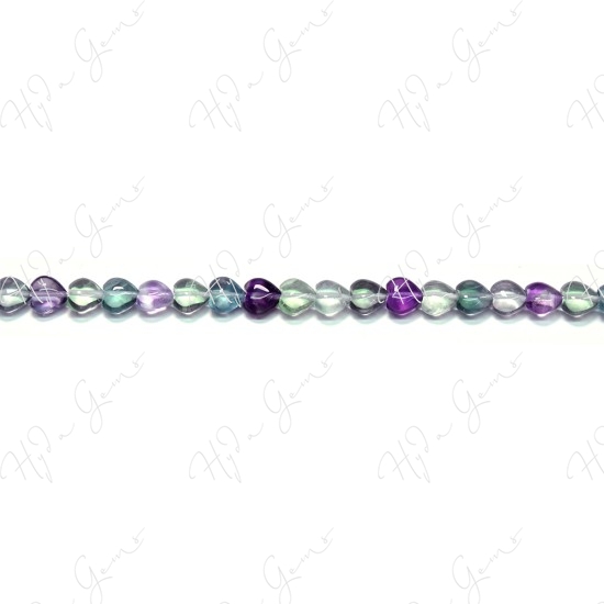 Rainbow Fluorite Heart Beads