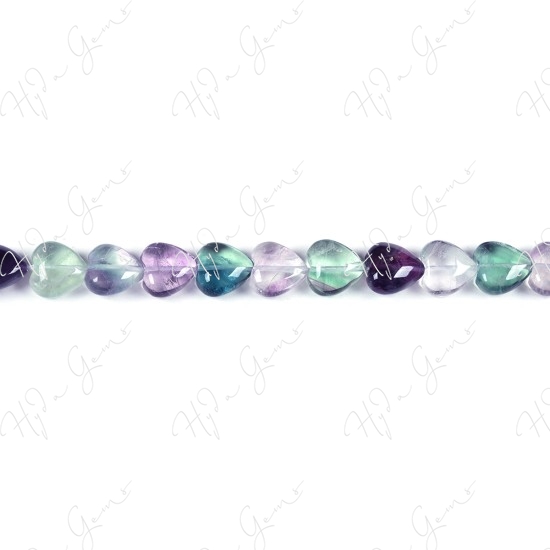 Rainbow Fluorite Heart Beads