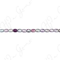 Rainbow Fluorite Flat Oval Beads