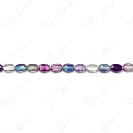 Rainbow Fluorite Flat Oval Beads