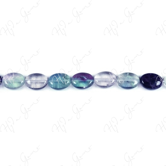 Rainbow Fluorite Flat Oval Beads