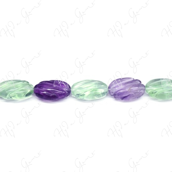 Rainbow Fluorite Flat Oval Beads