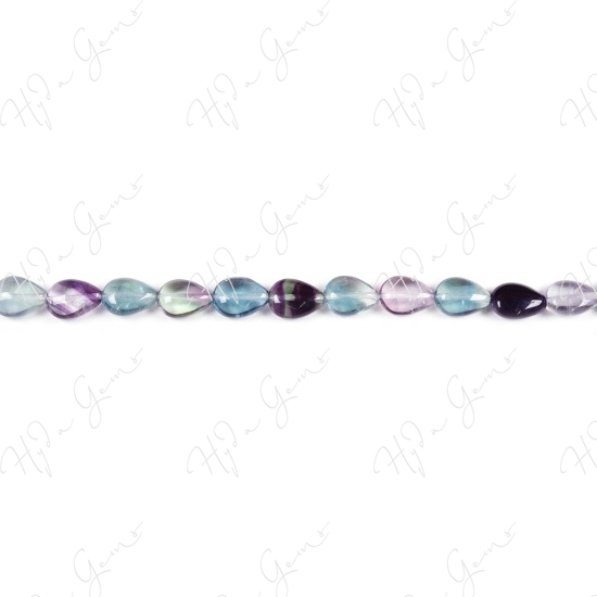 Rainbow Fluorite Pear Beads