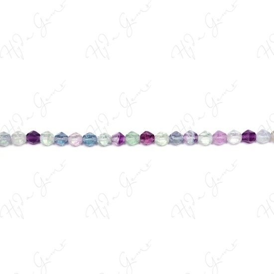 Rainbow Fluorite Pentagon Beads