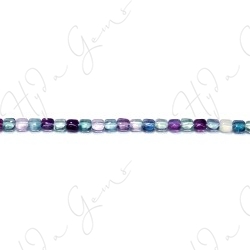 Rainbow Fluorite Flat Square Beads