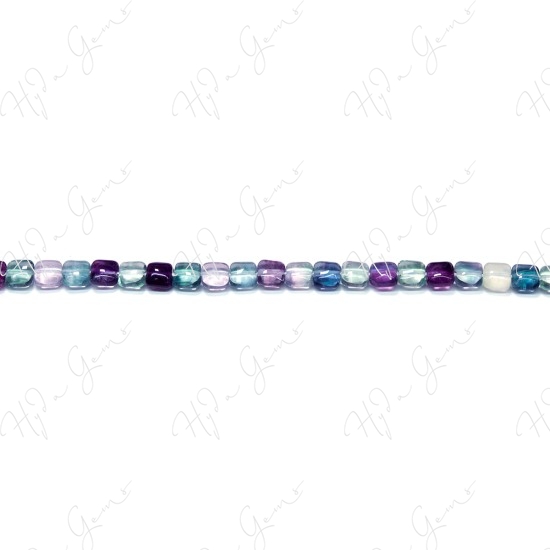 Rainbow Fluorite Flat Square Beads