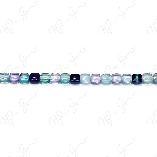 Rainbow Fluorite Flat Square Beads