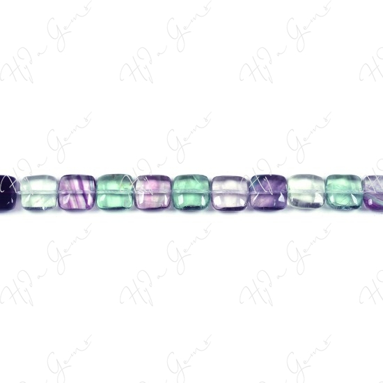 Rainbow Fluorite Flat Square Beads