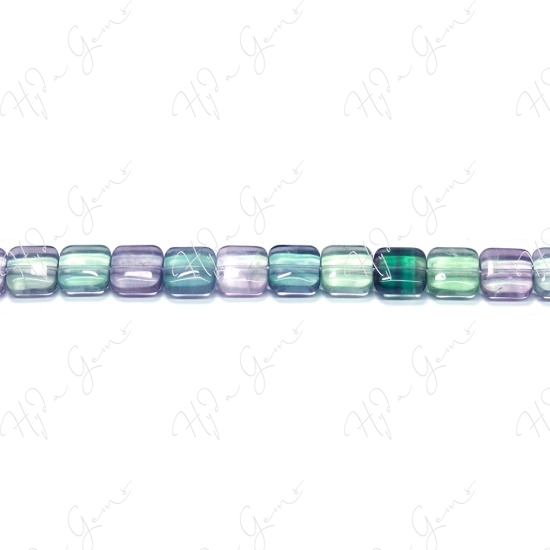 Rainbow Fluorite Flat Square Beads