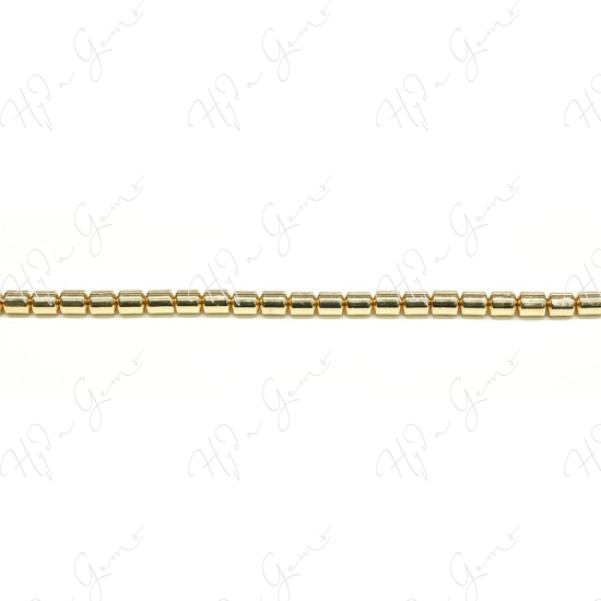 Hematine Carat Gold Color Plated [W] Drum Beads