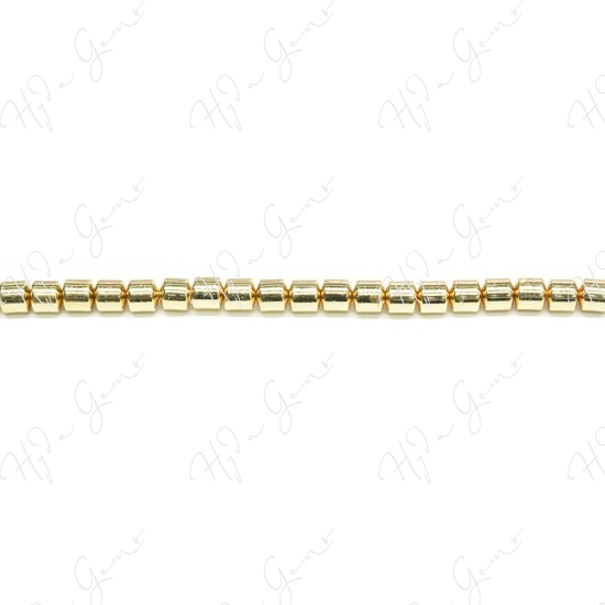 Hematine Carat Gold Color Plated [W] Drum Beads