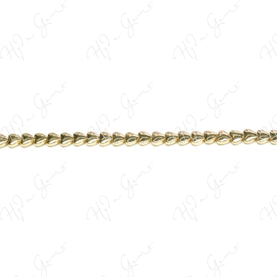 Hematine Carat Gold Color Plated [W] Heart Beads