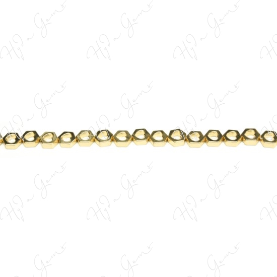 Hematine Carat Gold Color Plated [W] Hexagon Beads