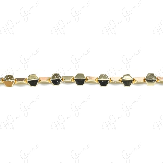 Hematine Carat Gold Color Plated [W] Hexagon Beads