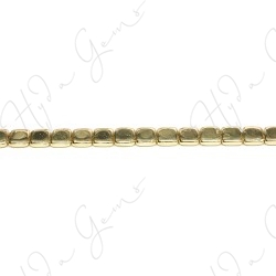 Hematine Carat Gold Color Plated [W] Flat Square Beads