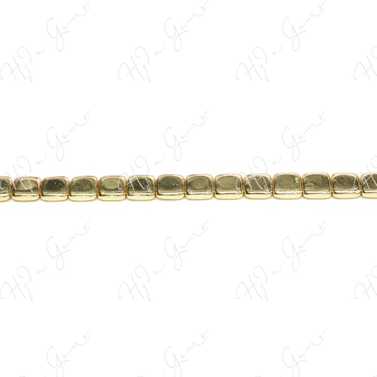 Hematine Carat Gold Color Plated [W] Flat Square Beads