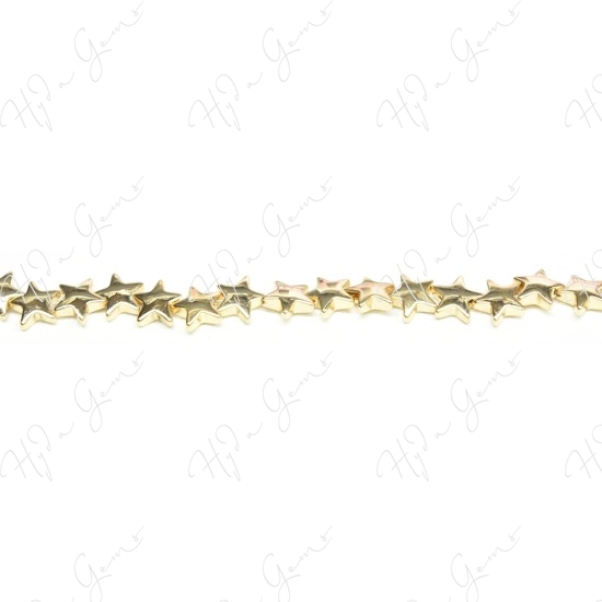 Hematine Carat Gold Color Plated [W] Star Beads