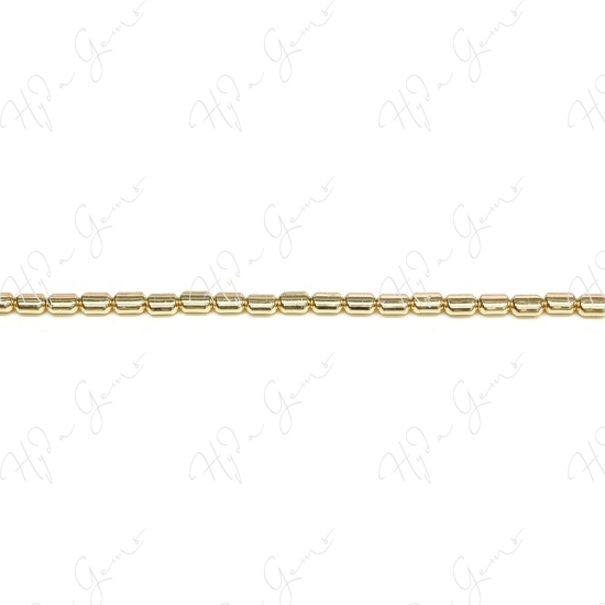 Hematine Carat Gold Color Plated [W] Oval Tube Beads