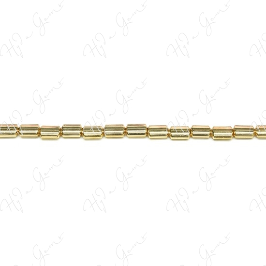 Hematine Carat Gold Color Plated [W] Oval Tube Beads