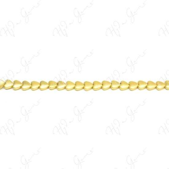 Matte Hematine Carat Gold Color Plated [W] Heart Beads