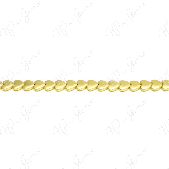 Matte Hematine Carat Gold Color Plated [W] Heart Beads