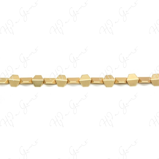 Matte Hematine Carat Gold Color Plated [W] Hexagon Beads