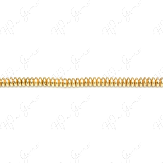 Matte Hematine Carat Gold Color Plated [W] Roundel Beads