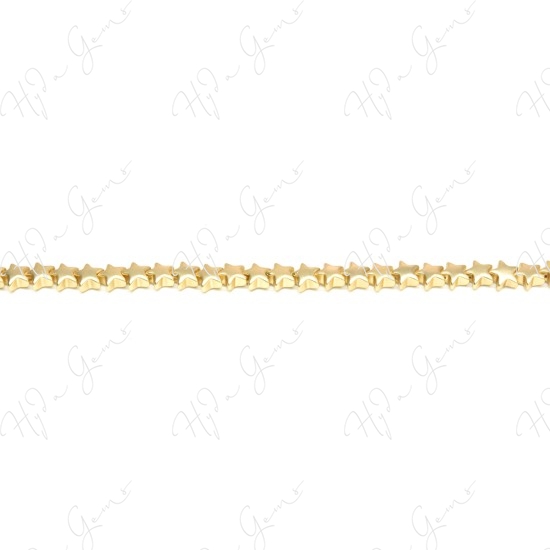 Matte Hematine Carat Gold Color Plated [W] Star Beads