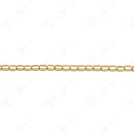 Matte Hematine Carat Gold Color Plated [W] Oval Tube Beads