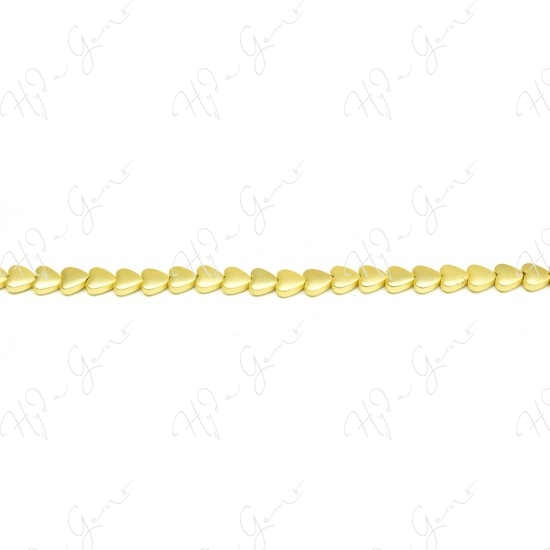 Matte Hematine Gold Color Plated [W] Heart Beads