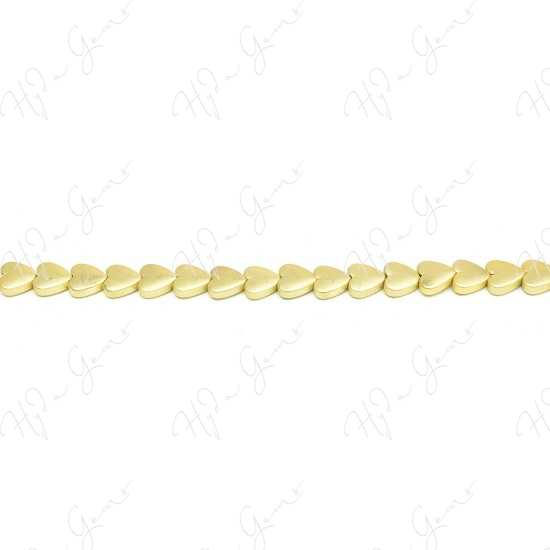 Matte Hematine Gold Color Plated [W] Heart Beads