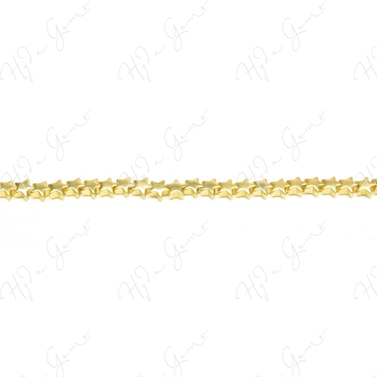 Matte Hematine Gold Color Plated [W] Star Beads