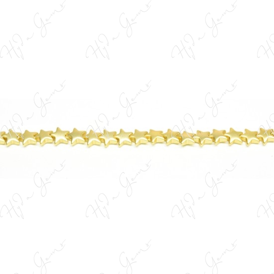 Matte Hematine Gold Color Plated [W] Star Beads