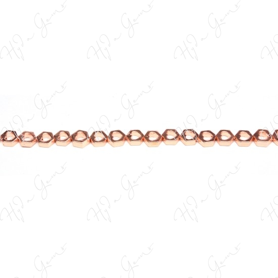 Hematine Rose Gold Color Plated [W] Hexagon Beads