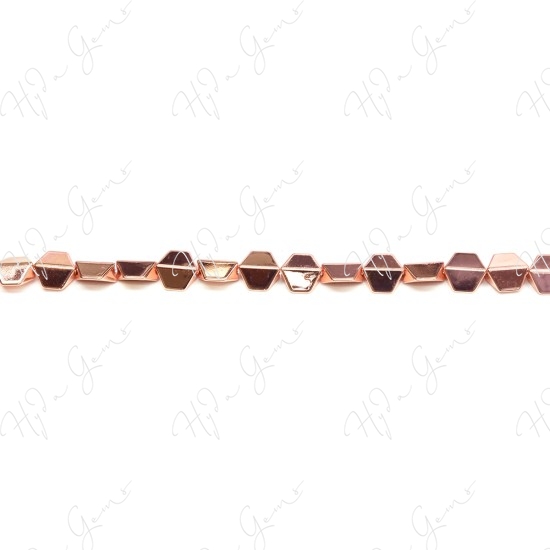 Hematine Rose Gold Color Plated [W] Hexagon Beads