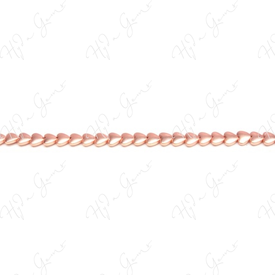 Matte Hematine Rose Gold Color Plated [W] Heart Beads