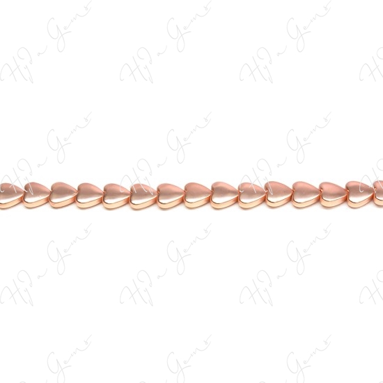 Matte Hematine Rose Gold Color Plated [W] Heart Beads