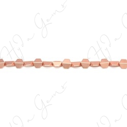 Matte Hematine Rose Gold Color Plated [W] Hexagon Beads