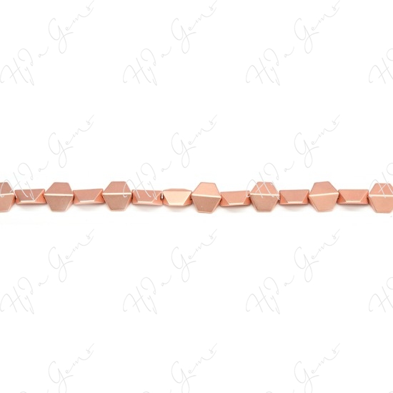 Matte Hematine Rose Gold Color Plated [W] Hexagon Beads