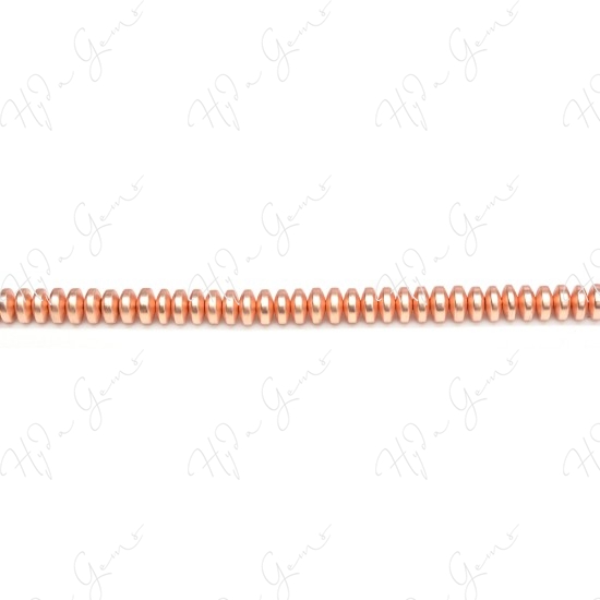 Matte Hematine Rose Gold Color Plated [W] Roundel Beads