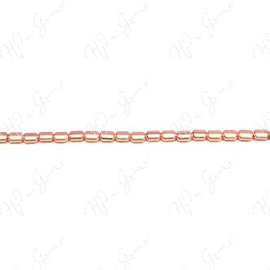 Matte Hematine Rose Gold Color Plated [W] Oval Tube Beads