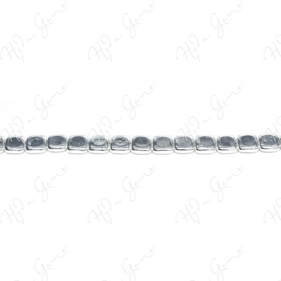 Hematine Silver Color Plated [W] Flat Square Beads