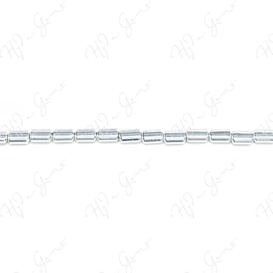 Hematine Silver Color Plated [W] Oval Tube Beads