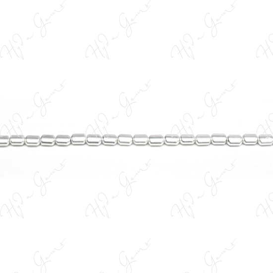 Matte Hematine Silver Color Plated [W] Oval Tube Beads