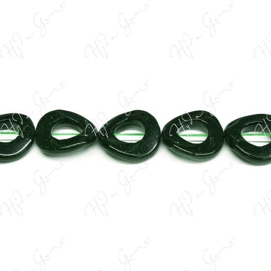 Green Sand Stone Coin Beads