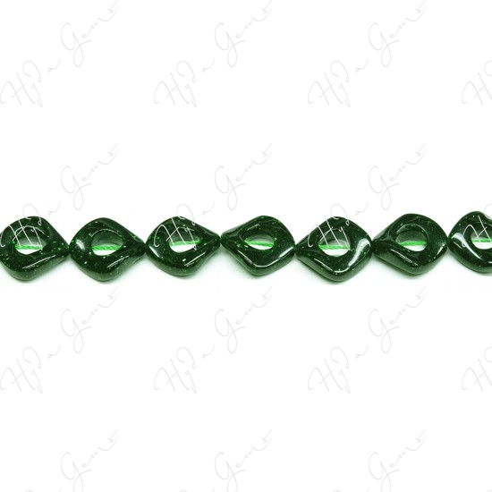 Green Sand Stone Rhombus Beads