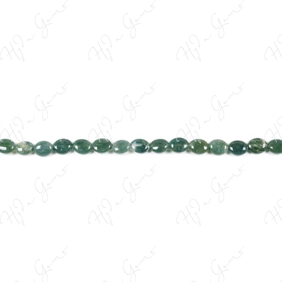 Moss Agate Flat Oval Beads